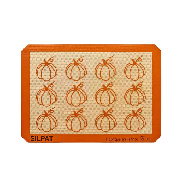 Close-up of pumpkin pattern on Silpat Pumpkin Half Size Baking Mat