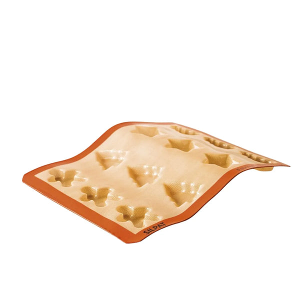 Silpat Holiday Treats Mold filled with dough before baking