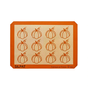 Close-up of pumpkin pattern on Silpat Pumpkin Half Size Baking Mat